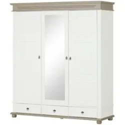 Höffner Drehtürenschrank Massivholz Fehmarn ¦ weiß ¦ Maße (cm): B: 194 H: 220 T: 62.0