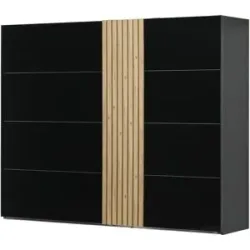 uno Schwebetürenschrank zweitürig Tina ¦ schwarz ¦ Maße (cm): B: 281 H: 223 T: