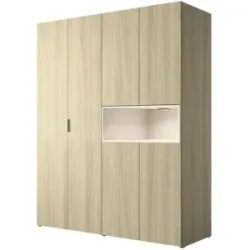 Höffner Drehtürenschrank mit Beleuchtung Villa ¦ holzfarben ¦ Maße (cm): B: 161 H: 202