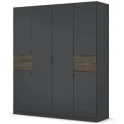 Höffner Drehtürenschrank  Thurso ¦ schwarz ¦ Maße (cm): B: 181 H: 210