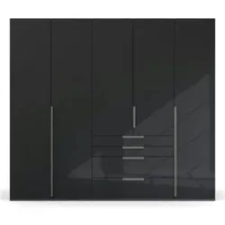 Höffner Drehtürenschrank  Port Talbot ¦ schwarz ¦ Maße (cm): B: 251 H: 223