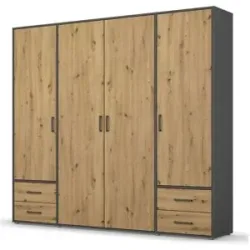 Höffner Drehtürenschrank  Yarm ¦ grau ¦ Maße (cm): B: 187 H: 194