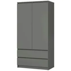 Höffner Drehtürenschrank mit 2 Schubladen Oda ¦ grau ¦ Maße (cm): B: 90 H: 180