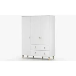 Höffner Drehtürenschrank mit Einlegeböden Frimley ¦ weiß ¦ Maße (cm): B: 150 H: 201,5