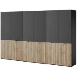 Höffner Drehtürenschrank  Sandbox ¦ schwarz ¦ Maße (cm): B: 303 H: 200