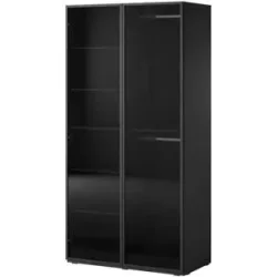 Höffner Drehtürenschrank mit Glastüren Sandbox ¦ schwarz ¦ Maße (cm): B: 101 H: 200