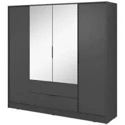 Höffner Drehtürenschrank 206 cm breit Lyke ¦ schwarz ¦ Maße (cm): B: 206 H: 200