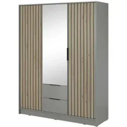 Höffner Drehtürenschrank  Nelly ¦ grau ¦ Maße (cm): B: 155 H: 200