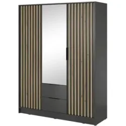 Höffner Drehtürenschrank  Nelly ¦ schwarz ¦ Maße (cm): B: 155 H: 200