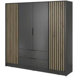 Höffner Drehtürenschrank  Nelly ¦ schwarz ¦ Maße (cm): B: 206 H: 200