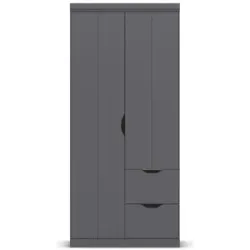 Höffner Kleiderschrank mit Schubladen Frieda ¦ grau ¦ Maße (cm): B: 91 H: 203