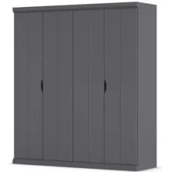 Höffner Kleiderschrank  Frieda ¦ grau ¦ Maße (cm): B: 181 H: 203