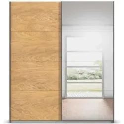 Höffner Schwebetürenschrank mit Spiegel Malva Extra ¦ grau ¦ Maße (cm): B: 181 H: 210