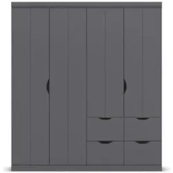 Höffner Kleiderschrank mit Schubladen Frieda ¦ grau ¦ Maße (cm): B: 181 H: 203