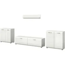 Höffner Wohnkombination   ¦ weiß ¦ Maße (cm): B: 350 H: 160