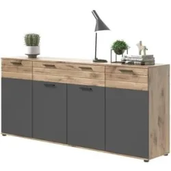 Höffner Sideboard  Monsano ¦ grau ¦ Maße (cm): B: 200 H: 91 T: 40.0