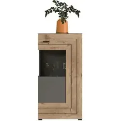 Höffner Vitrine  Fosso ¦ grau ¦ Maße (cm): B: 60 H: 117 T: 37.0