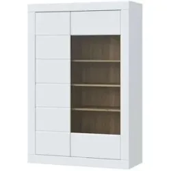 Höffner Highboard Push-to-Open Komili ¦ weiß ¦ Maße (cm): B: 100,8 H: 151 T: 41.4