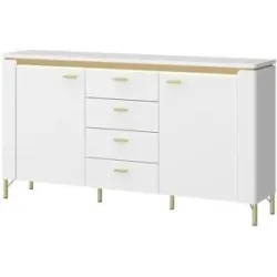 Höffner Sideboard mit Softclose Losini ¦ weiß ¦ Maße (cm): B: 155,3 H: 87,3 T: 40.0