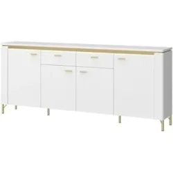 Höffner Sideboard mit Softclose Losini ¦ weiß ¦ Maße (cm): B: 200,3 H: 87,3 T: 40.0