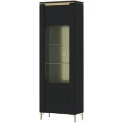 Höffner Vitrine mit Softclose Losini ¦ schwarz ¦ Maße (cm): B: 70 H: 201 T: 40.0