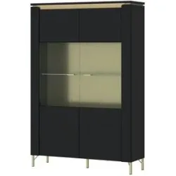Höffner Vitrine mit Softclose Losini ¦ schwarz ¦ Maße (cm): B: 110 H: 169 T: 40.0