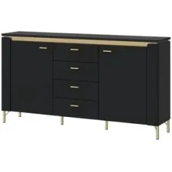 Höffner Sideboard mit Softclose Losini ¦ schwarz ¦ Maße (cm): B: 155,3 H: 87,3 T: 40.0