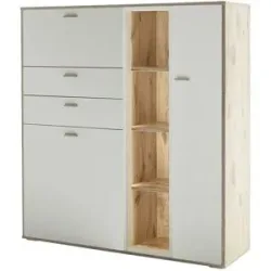uno Highboard  Santerno ¦ weiß ¦ Maße (cm): B: 124 H: 133 T: 37.0