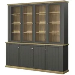 Höffner Bücherschrank  Countryside ¦ grau ¦ Maße (cm): B: 198,5 H: 202,1 T: 43.3