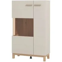 Höffner Vitrine  Esperia ¦ beige ¦ Maße (cm): B: 77 H: 127,5 T: 35.0
