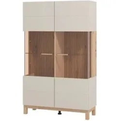 Höffner Vitrine  Esperia ¦ beige ¦ Maße (cm): B: 90 H: 146,5 T: 35.0