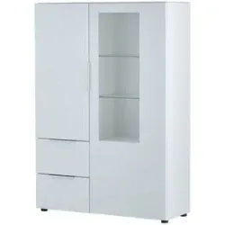 Höffner Highboard  Vitreo Neo ¦ weiß ¦ Maße (cm): B: 105 H: 151 T: 40.0