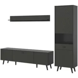 Höffner Wohnkombination  Linea ¦ grau ¦ Maße (cm): B: 258 H: 195