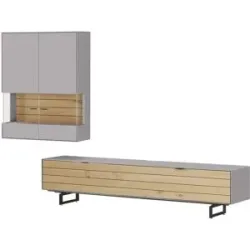 Jette Home Wohnkombination  Como ¦ grau ¦ Maße (cm): B: 287 H: 200 T: 46.0