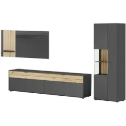 Jette Home Wohnkombination  Como ¦ grau ¦ Maße (cm): B: 333 H: 206 T: 46.0