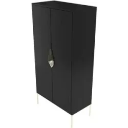 Höffner Highboard  Merlin ¦ schwarz ¦ Maße (cm): B: 80 H: 160