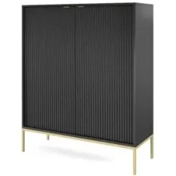 Höffner Highboard  Nova ¦ schwarz ¦ Maße (cm): B: 104 H: 125