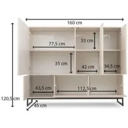 Höffner Highboard  Genua ¦ braun ¦ Maße (cm): B: 160 H: 120,5