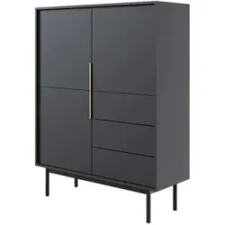 Höffner Highboard  Vinchio ¦ schwarz ¦ Maße (cm): B: 104 H: 139,5 T: 39.0