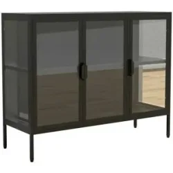 Höffner Standvitrine  Floka ¦ schwarz ¦ Maße (cm): B: 100 H: 80