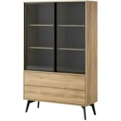 Höffner Vitrine   ¦ holzfarben ¦ Maße (cm): B: 100 H: 165