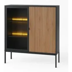 Höffner Vitrine   ¦ schwarz ¦ Maße (cm): B: 104 H: 126