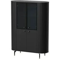 Höffner Vitrine   ¦ schwarz ¦ Maße (cm): B: 112 H: 155