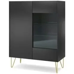 Höffner Vitrine   ¦ schwarz ¦ Maße (cm): B: 97 H: 122