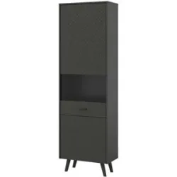 Höffner Vitrine   ¦ grau ¦ Maße (cm): B: 58 H: 195