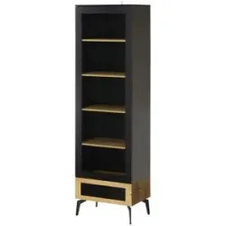 Höffner Vitrine  Enego ¦ schwarz ¦ Maße (cm): B: 60 H: 200 T: 40.0