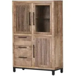 Höffner Highboard  Kuba ¦ holzfarben ¦ Maße (cm): B: 95 H: 145 T: 43.0