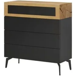 Höffner Kommode  Enego ¦ schwarz ¦ Maße (cm): B: 90 H: 97 T: 40.0