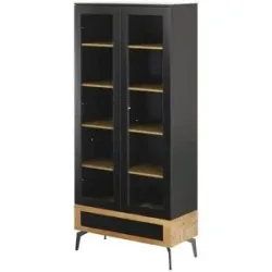 Höffner Vitrine  Enego ¦ schwarz ¦ Maße (cm): B: 90 H: 197 T: 40.0