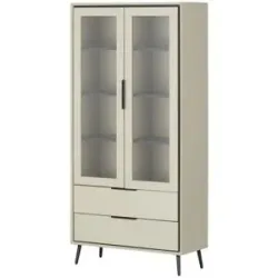 Höffner Vitrine  Arluno ¦ beige ¦ Maße (cm): B: 90 H: 185 T: 38.0